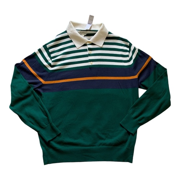 NWT J.Crew Heritage cotton sweater-polo in mixed stripe Sz L BS409 - Picture 8 of 13